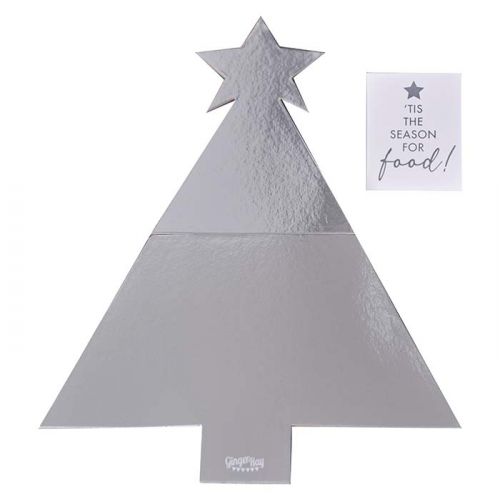 Serveerplank kerstboom zilver Silver Glitter Ginger Ray