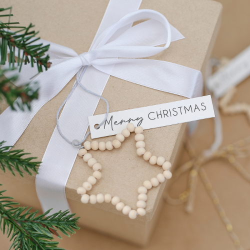 Cadeaulabels sterren White Christmas (4st) Ginger Ray