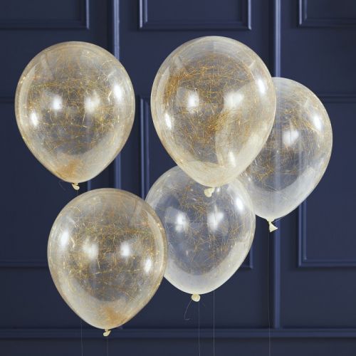 Ballonnen engelenhaar goud Pop The Bubbly (5st) Ginger Ray