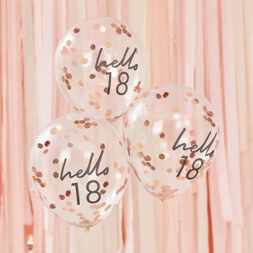 Confetti ballonnen Hello 18 rosé Mix It Up (5st) Ginger Ray