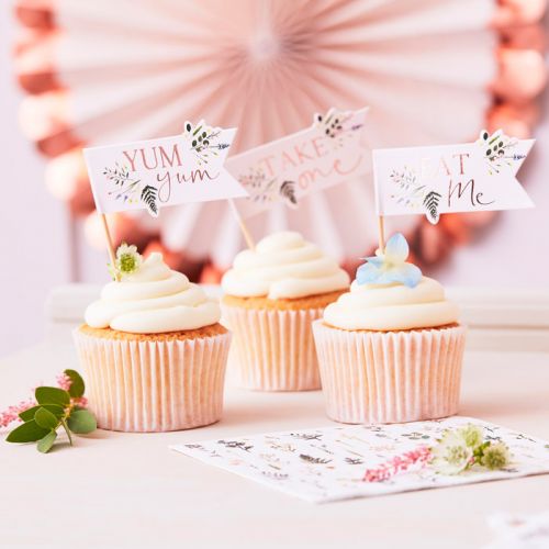 Cupcake toppers Floral Let's Partea (12st) Ginger Ray