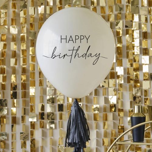 Mega ballon happy birthday Champagne Noir Ginger Ray