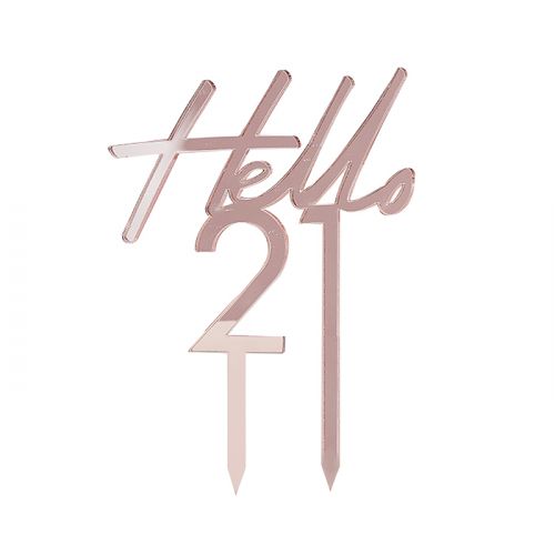 Taarttopper Hello 21 Pink & Rose Gold Ginger Ray