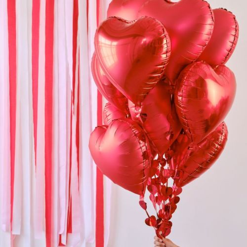 Folieballon hart rood met hartjes lint Be Mine Ginger Ray