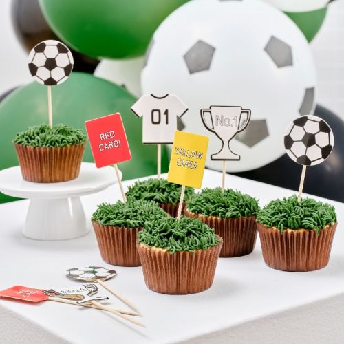Cupcake prikkers voetbal (12st) Ginger Ray