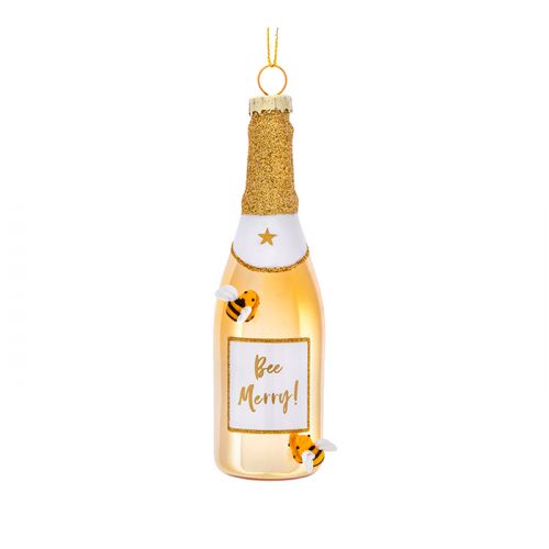 Kersthanger champagnefles met bijtjes goud Sass & Belle