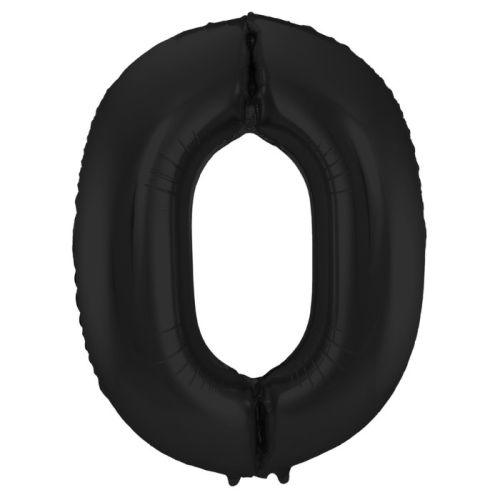 Folieballon cijfer 0 mat zwart (86cm)
