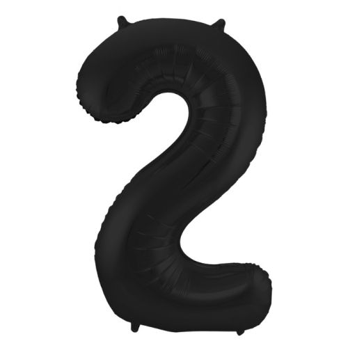Folieballon cijfer 2 mat zwart (86cm)