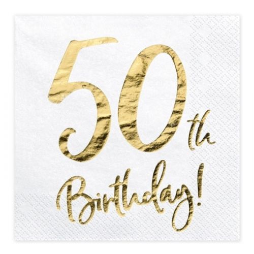 Servetten 50th Birthday goud (20st)