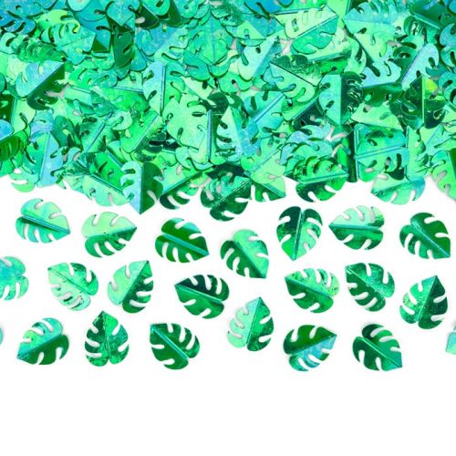 Tafelconfetti metallic blaadjes groen