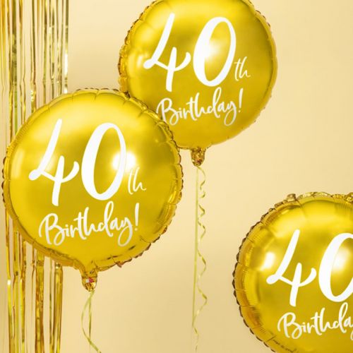 Folieballon 40th birthday goud 45cm