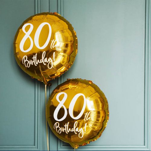 Folieballon 80th birthday goud 45cm
