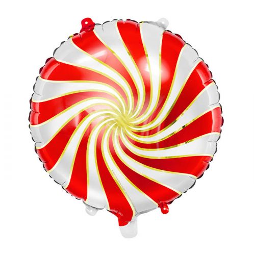 Folieballon Candy rood-wit-goud