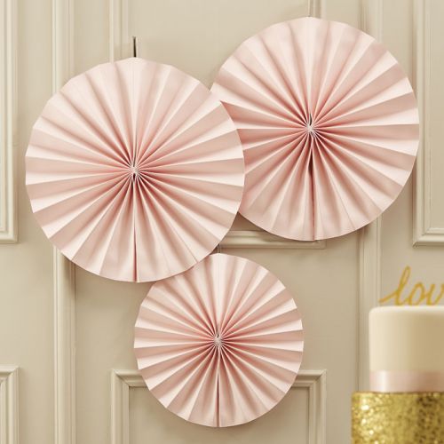 Pastel Perfection Paper Fans Lichtroze (3st) Ginger Ray