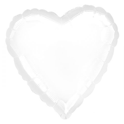 Folieballon hart wit (43cm)