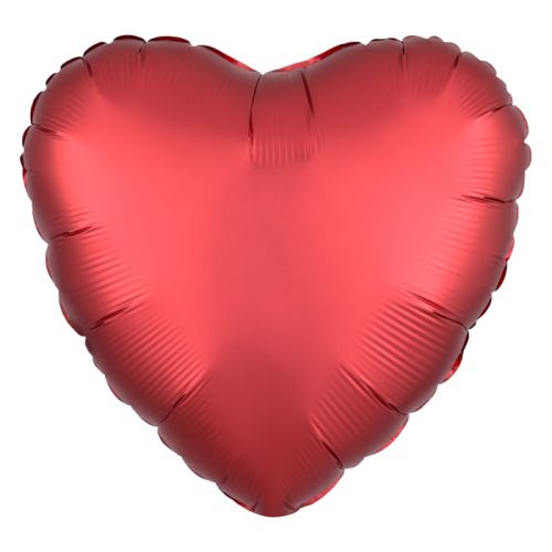 Folieballon Satin Luxe hart rood gevuld met helium