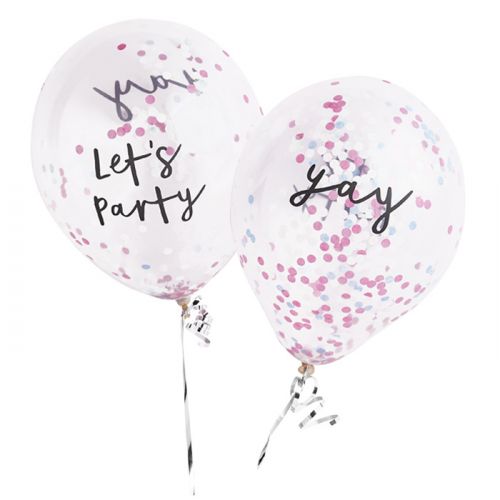 Confetti Ballonnen Pastel Let's Party&Yay (5st) Hootyballoo
