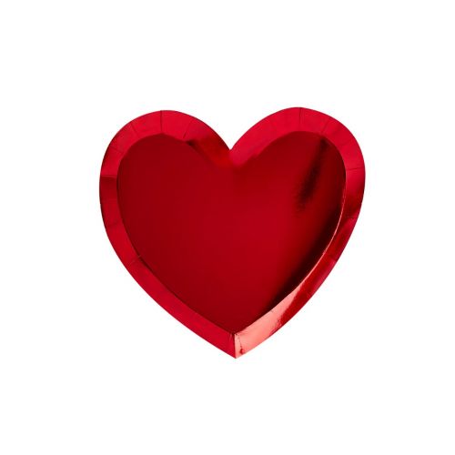 Bordjes hart rood met folie (8st) Hootyballoo