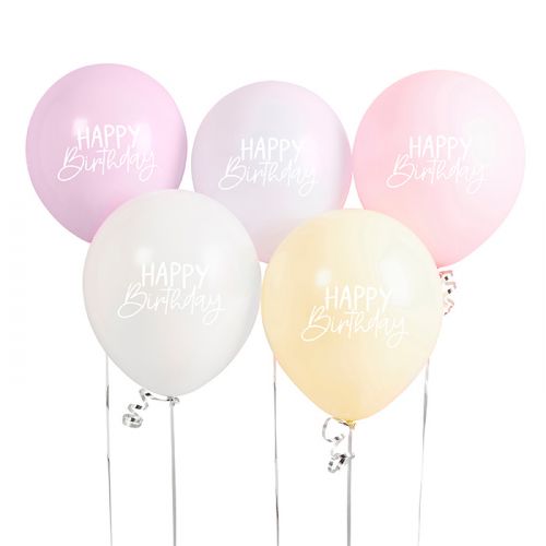 Ballonnen Happy Birthday Eco Rainbow (5st) Hootyballoo