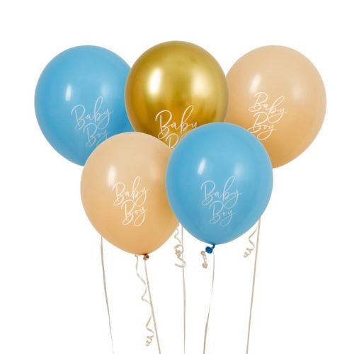 Ballonnenmix Blue Babyshower (5st) Hootyballoo
