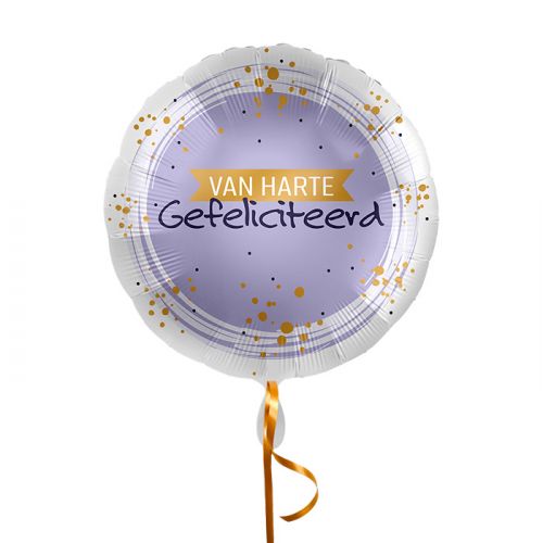 Folieballon hartelijk gefeliciteerd lila 43cm