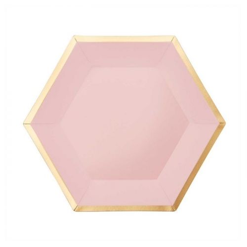 Gebaksbordjes Gold Classic Pink hexagon (10st)