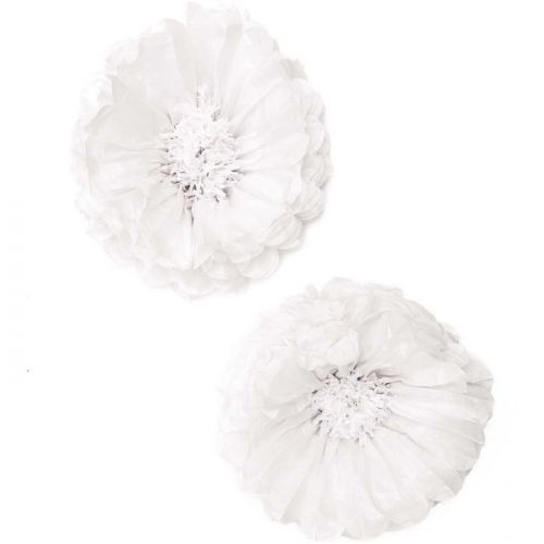 Papieren bloemen pompons wit 40cm (2st)