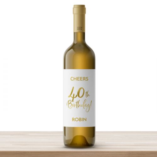 Wijnfles etiketten verjaardag birthday goud 40 (4st)