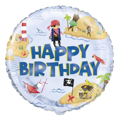 Folieballon piraten Happy Birthday 45cm