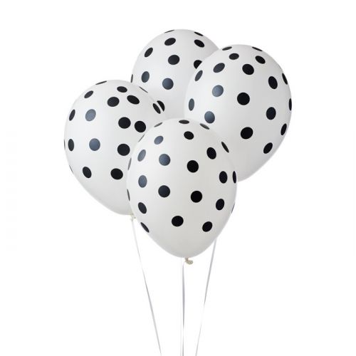 Ballonnen Dots Wit-Zwart (6st)