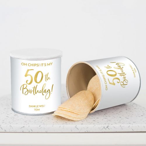 Chipsblikje verjaardag birthday goud 50