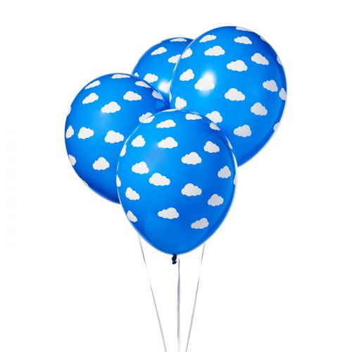 Ballonnen wolkjes blauw-wit (6st)