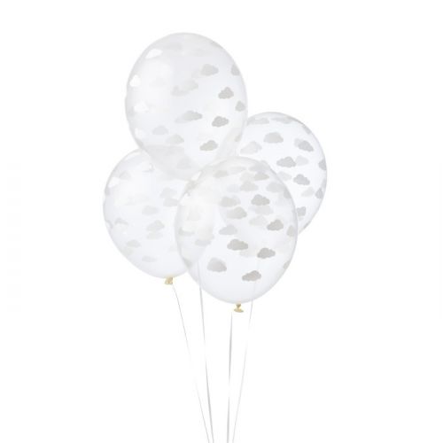 Transparante ballonnen wolkjes wit (6st)