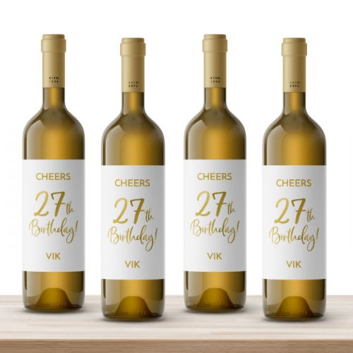 Wijnfles etiketten verjaardag birthday goud leeftijd (4st)