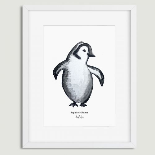 Aquarel poster pinguïn illustratie door Sophie de Ruiter
