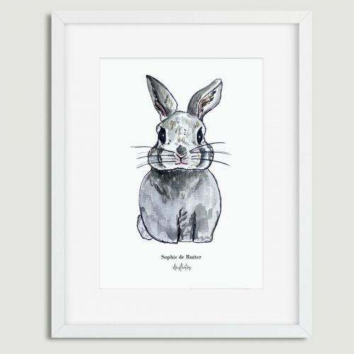 Aquarel poster meneer konijn illustratie Sophie de Ruiter