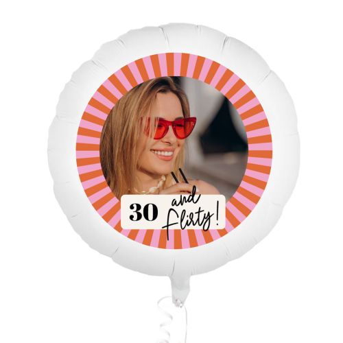 Folieballon met foto verjaardag stripe pink