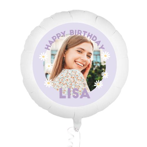 Folieballon met foto verjaardag daisy lila