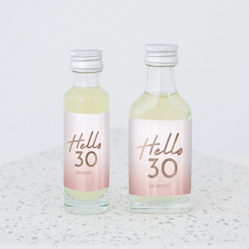 Mini flesje verjaardag hello 30