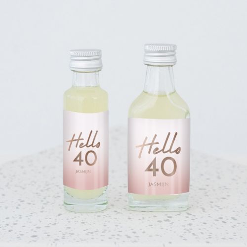 Mini flesje verjaardag hello 40