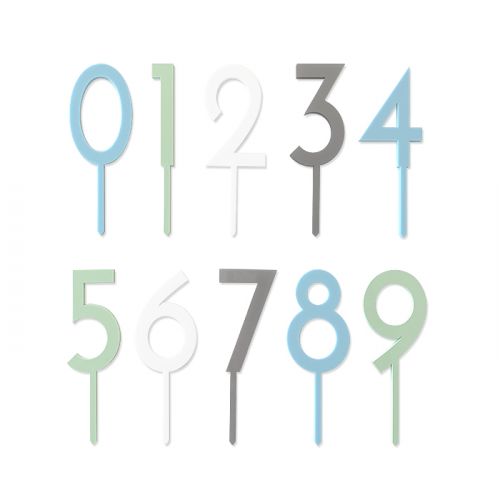 Acryl taarttoppers cijfers (0-9) set blauw (20 stuks)
