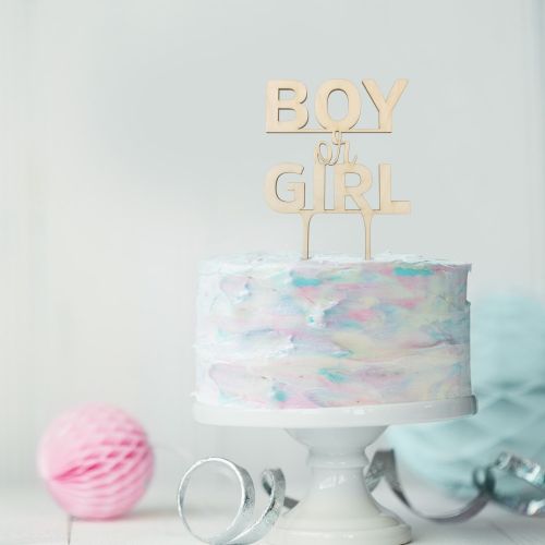 Gender reveal taarttopper boy or girl hout