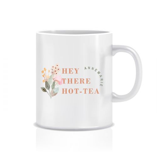 mok gepersonaliseerd hey there hot-tea met droogbloemen