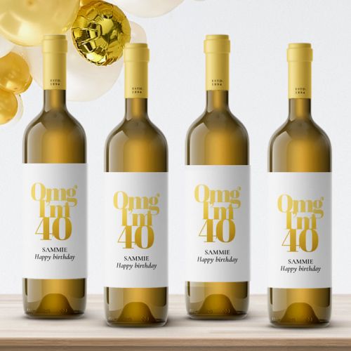 Wijnfles etiketten verjaardag omg 40