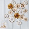 Paperfans Goudfolie-Wit Gold Wedding (15 st)  Ginger Ray