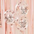 Confetti ballonnen Hello 30 rosé Mix It Up (5st) Ginger Ray