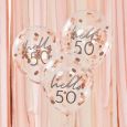 Confetti ballonnen Hello 50 rosé Mix It Up (5st) Ginger Ray