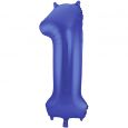 Folieballon Metallic Mat cijfer 1 blauw 86cm