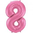 Folieballon cijfer 8 Metallic Mat roze 86cm