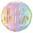 Folieballon happy birthday ombre pastel 45cm